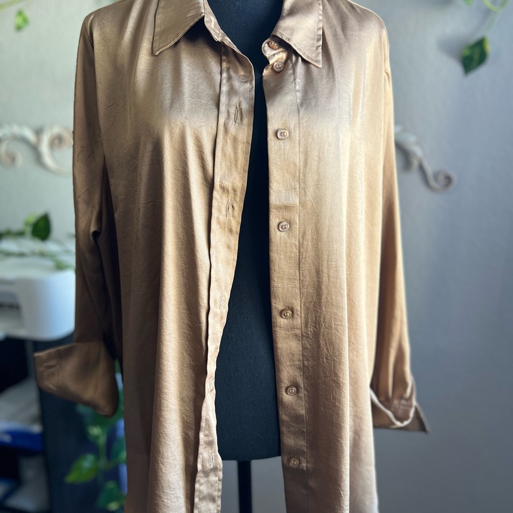 H&M Gold Button Down Shirt Top